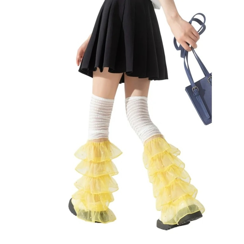 Yellow Ruffled Leg Warmers -